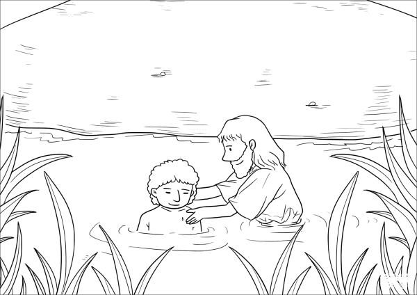 The Great Commission (Matthew 28:16-20) coloring page image