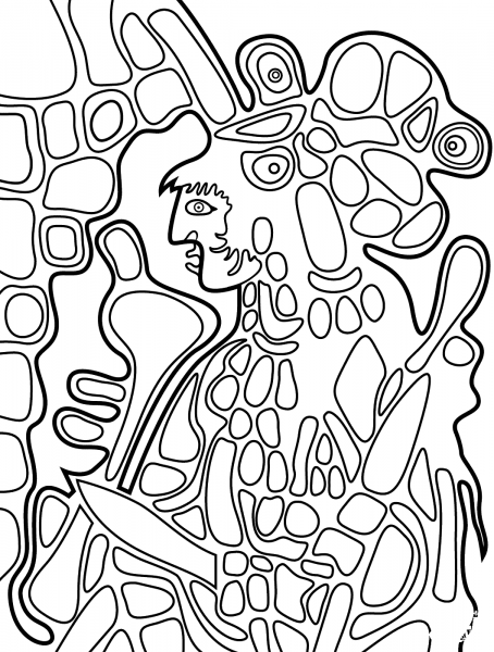 The Great Earth Mother by Norval Morrisseau coloring page image