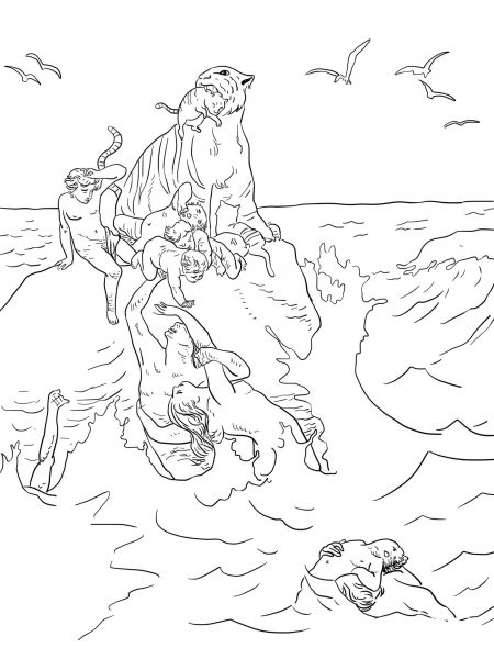 The Great Flood coloring page image