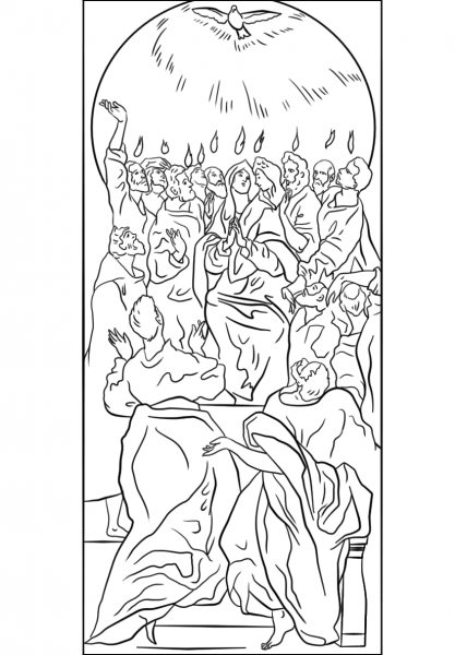 The Holy Spirit Came to the Disciples at Pentecost coloring page image