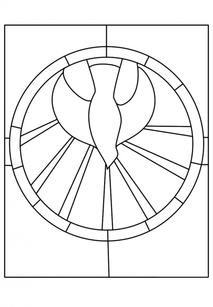 The Holy Spirit Comes at Pentecost Stained Glass coloring page image