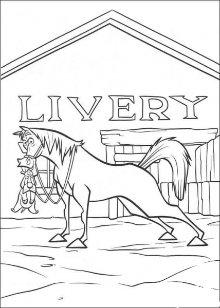 The Horse Is Standing In Front Of The Range  coloring page image