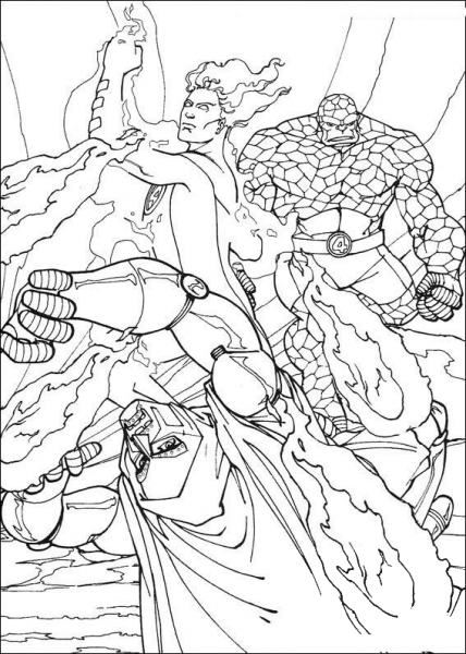 The Human Torch Is Fighting  coloring page image