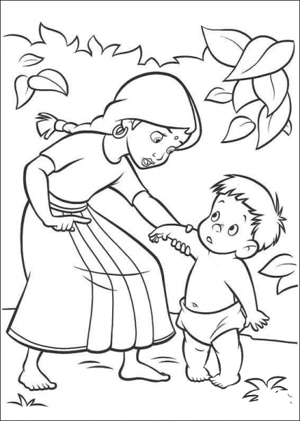 The Indian Family  coloring page image