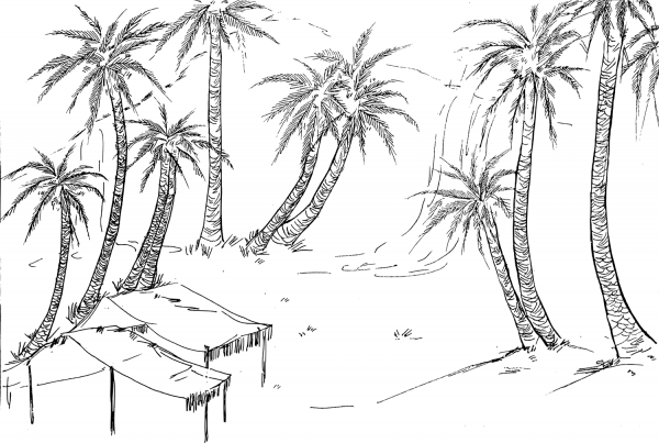 The Israelites Came to Elim and Camped There near the Water coloring page image