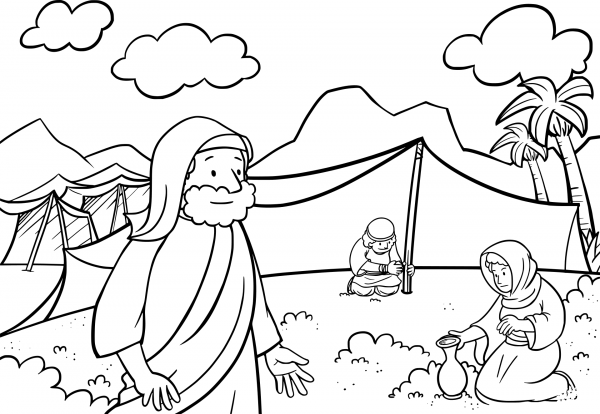 The Israelites Camped at Rephidim coloring page image