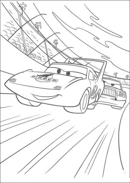 The King racing coloring page image
