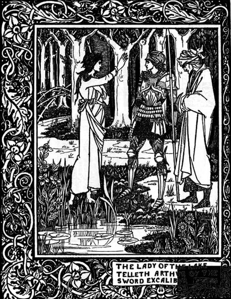 The Lady of the Lake Telleth Arthur of the Sword Excalibur coloring page image