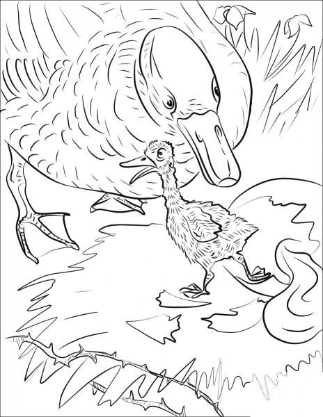 The Largest Egg Broke and a New Duckling Came and Cry ‘Peep Peep’ coloring page image