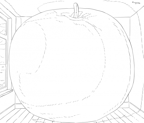 The Listening Room by Rene Magritte coloring page image