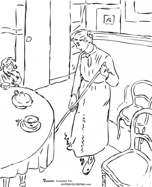 The Little Country Maid By Camille Pissarro  coloring page image