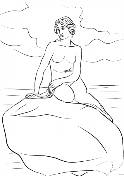 The Little Mermaid Statue in Copenhagen coloring page image