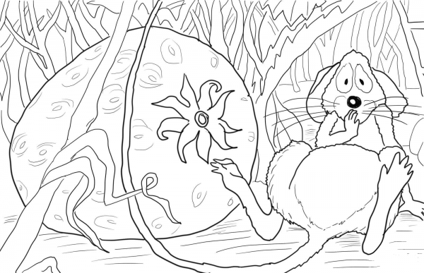 The Little Mouse the Red Ripe Strawberry coloring page image