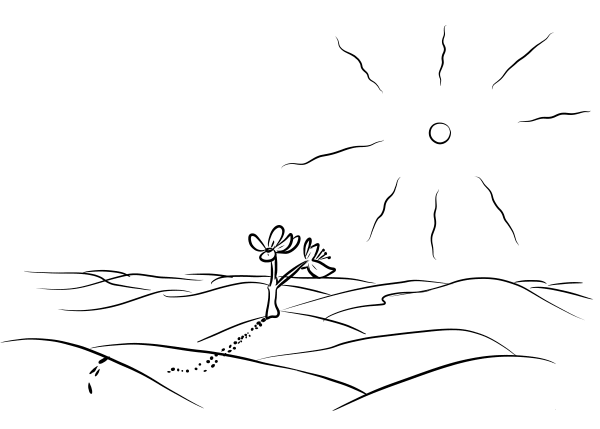 The Little Prince Goes Looking for Men and Meets a Flower coloring page image