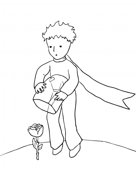 The Little Prince Protects His Rose coloring page image