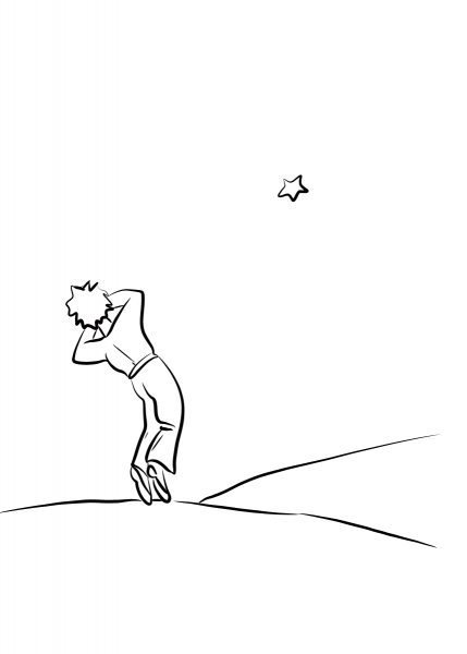 The Little Prince Returns to His Planet coloring page image