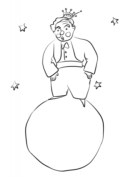 The Little Prince Visits the Conceited Man coloring page image