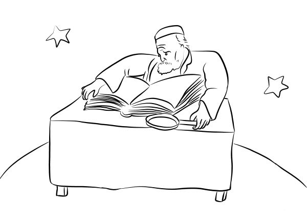 The Little Prince Visits the Geographer coloring page image