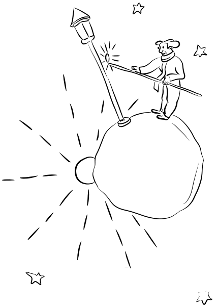The Little Prince Visits the Lamplighter coloring page image