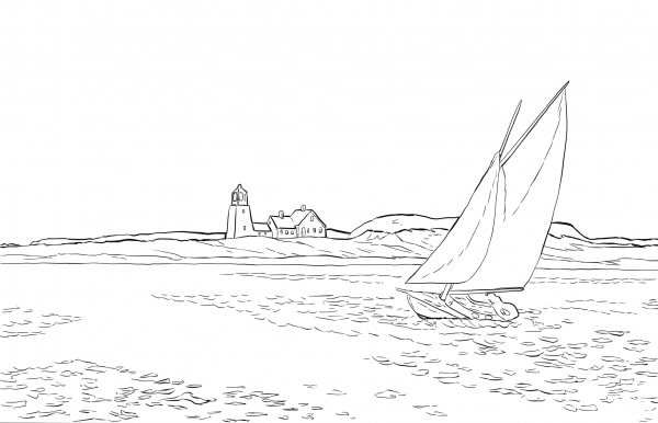 The Long Leg by Edward Hopper coloring page image