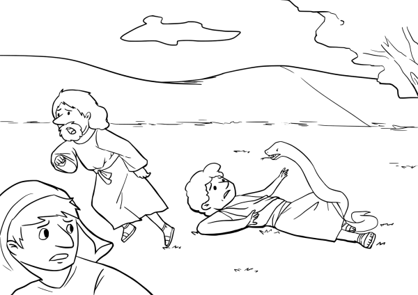 The Lord Send Venomous Snakes Among Israelites coloring page image