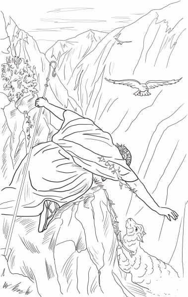 The Lost Sheep  coloring page image