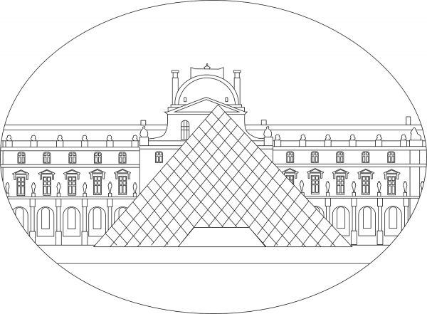 The Louvre coloring page image