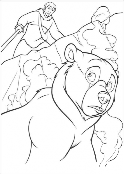 The Man Is Hunting The Bear  coloring page image