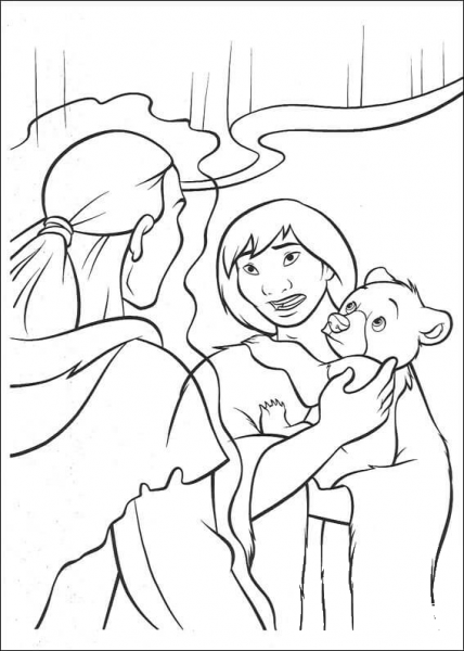 The Man Protects The Little Bear  coloring page image