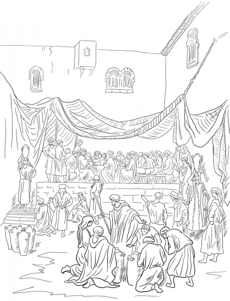 The Marriage Feast at Cana coloring page image