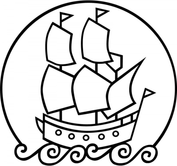 The Mayflower Ship coloring page image