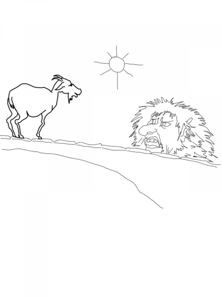 The Middle Billy Goat Speaks to the Troll coloring page image