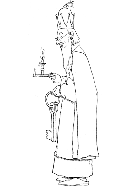 The Old King, the Prince’s Father, Went out Himself to Open the Door coloring page image