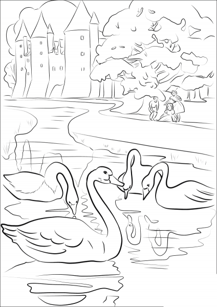 The Old Swans Bowed Their Heads Before Young coloring page image
