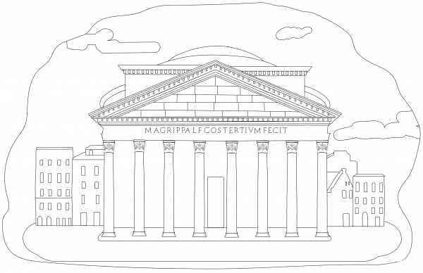 The Pantheon coloring page image