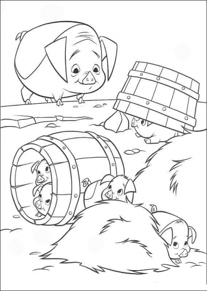 The Pig And Its Children  coloring page image