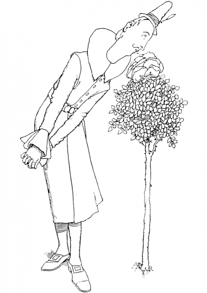 The Prince and a Beautiful Rose Tree coloring page image