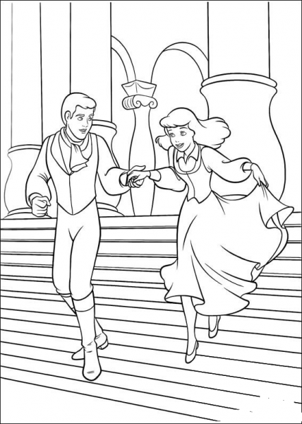 The Prince And Cinderella coloring page image
