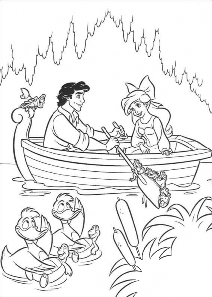 The Prince Eric and Ariel coloring page image