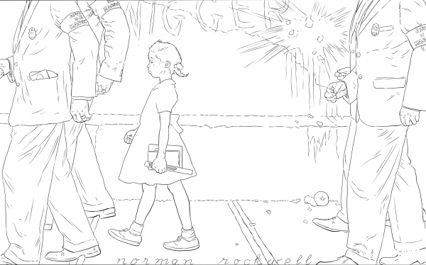 The Problem We All Live with by Norman Rockwell coloring page image