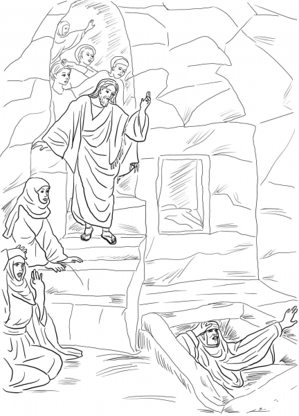 The Resurrection of Lazarus coloring page image