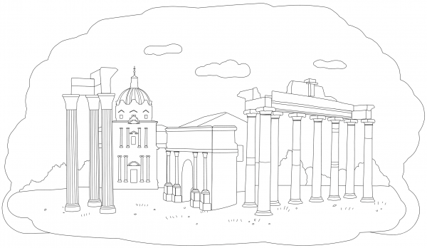 The Roman Forum coloring page image