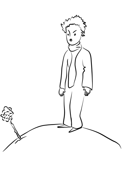 The Rose Arrives at the Little Prince’s Planet coloring page image