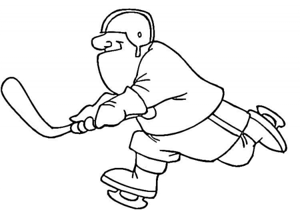 The running hockey player  coloring page image