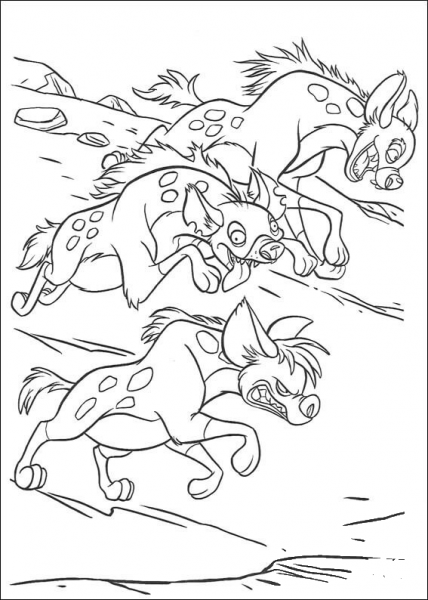 The Running Spotted Hyenas  coloring page image