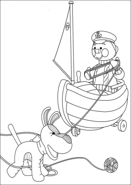 The sailor and cotton wool roll coloring page image