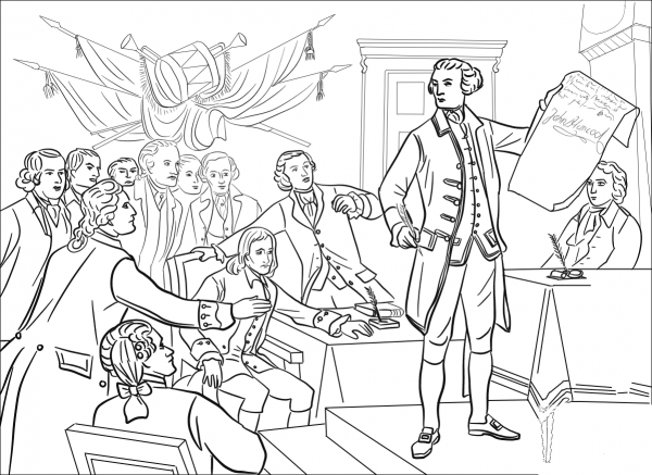The Second Continental Congress coloring page image