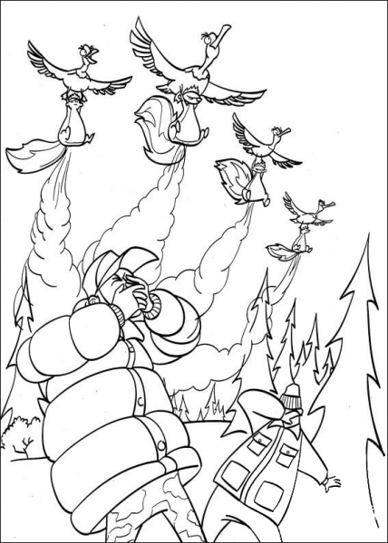 The skunks attack hunters with a bad smell  coloring page image