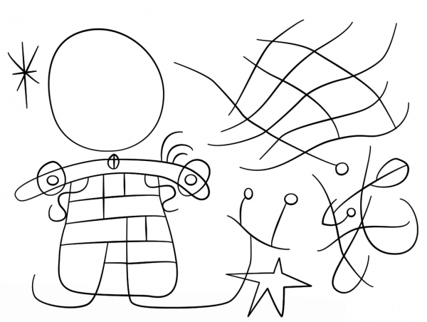 The Smile of the Flamboyant Wings by Joan Miro coloring page image