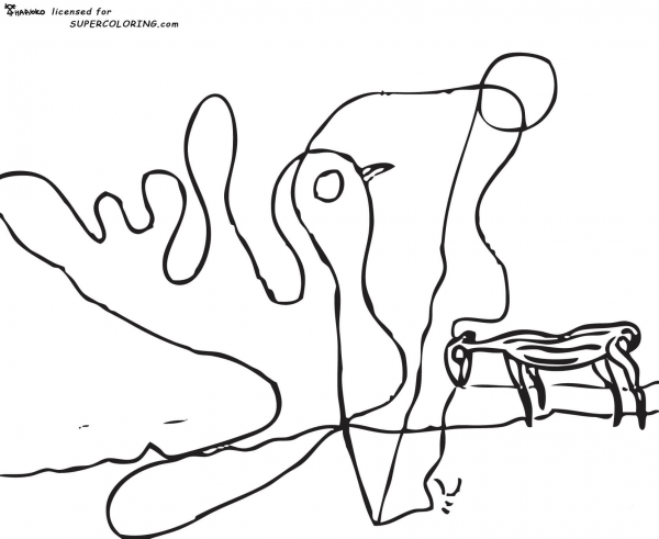 The Spectral Cow By Salvador Dali  coloring page image